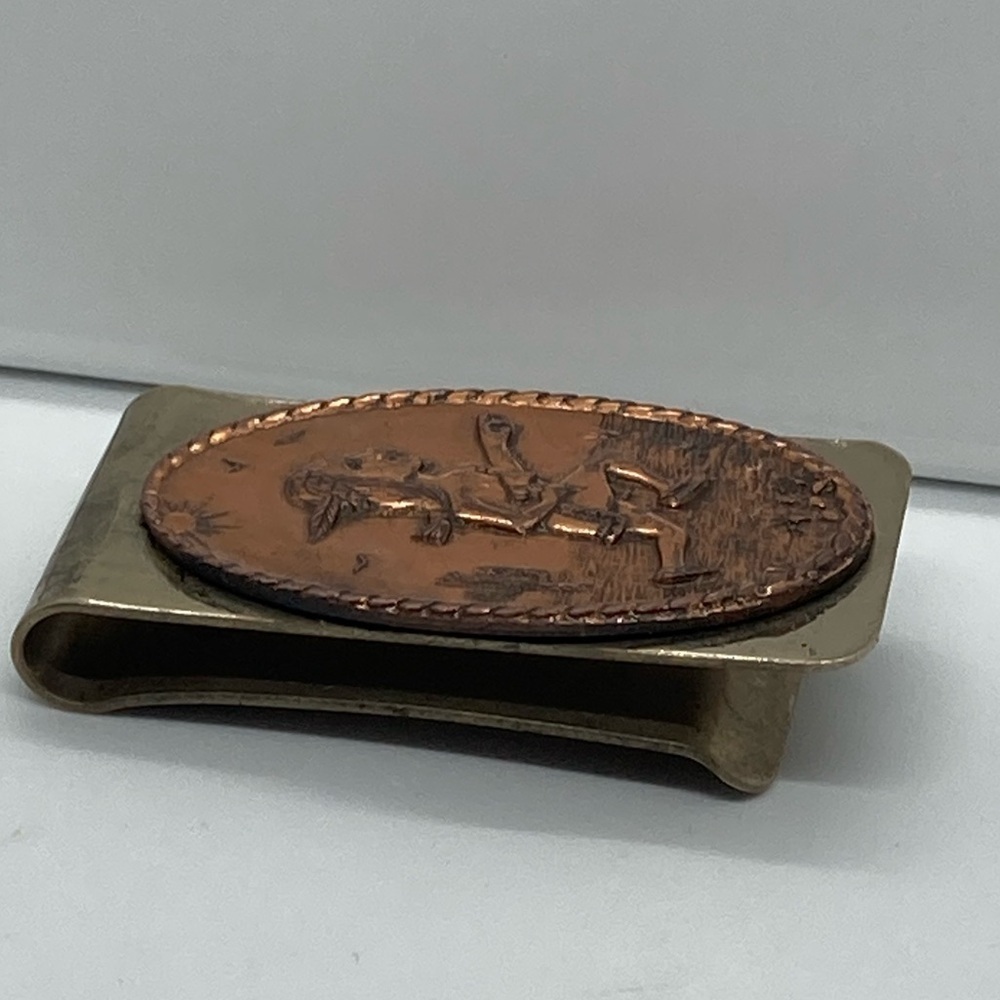 Vtg Bell Trading Post Nickel Silver & Copper Native American Money Clip 1.9” - Picture 3 of 8